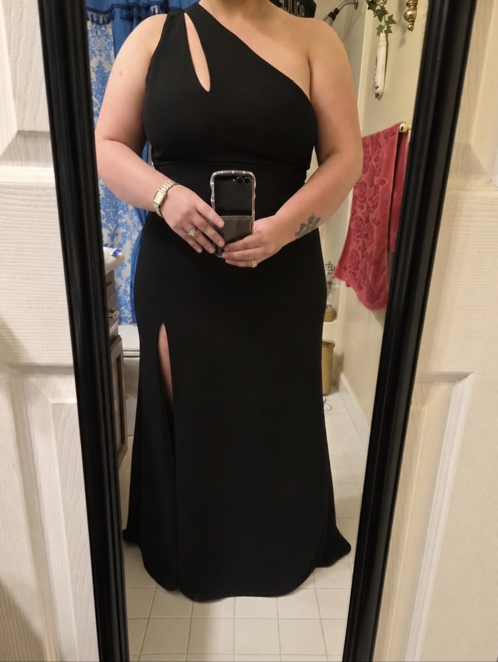 Lulu's Enchanted Energy Black One-Shoulder Maxi Dress